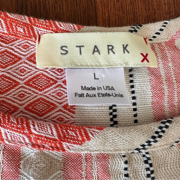 Stark X cotton Striped Shift Dress Resort Beach Cover Up size L - Picture 7 of 9